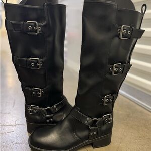Size 9.5 - Dolce Vita Ardell Black Buckle Moto Knee Boots